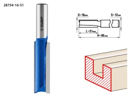 Фото Фреза пазовая по дереву прямая Зубр 28754-16-51
