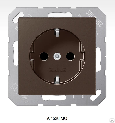 Фото A1520MO JUNG штепсельная розетка SCHUKO 16A 250V~ с заземлением; мокко