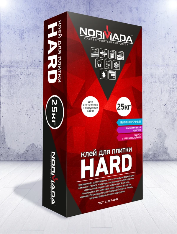 Фото Клей для плитки NORMADA HARD  (для тяжеловесных плит) (25 кг.)