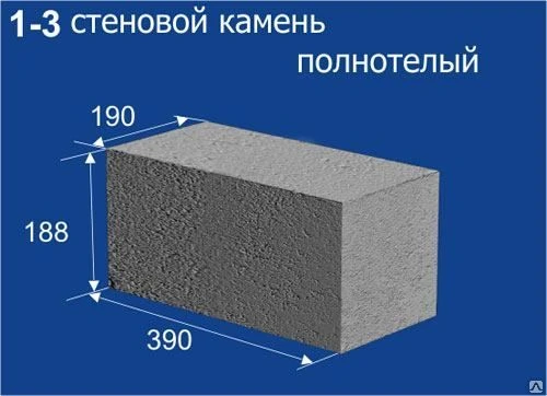 Фото Керамзито блок стеновой полнотелый 390х190х188