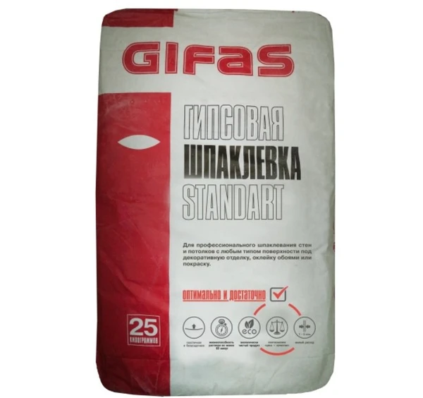 Фото Шпаклевка гипсовая Gifas Standart, 25кг