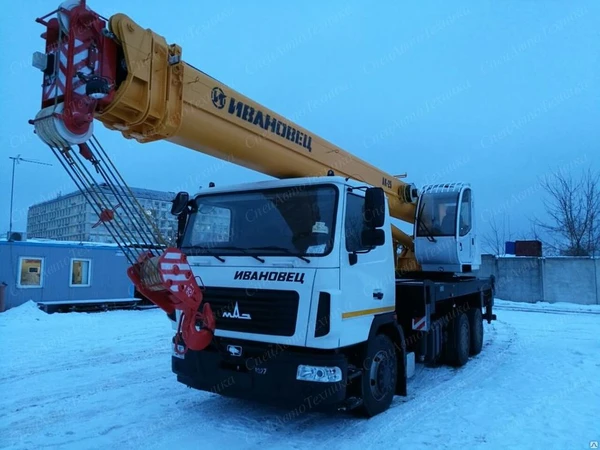 Фото Автокран 25 тонн Ивановец КС-45717А-1Р на базе МАЗ 6312В3 (6х4)