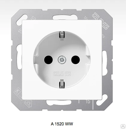 Фото A1520WW JUNG штепсельная розетка SCHUKO 16A 250V~ с заземлением; белая