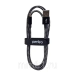 фото Кабель PERFEO USB2.0 A вилка - Micro USB вилка, черно-белый, тканевый, 1.0 мeters (U4801)