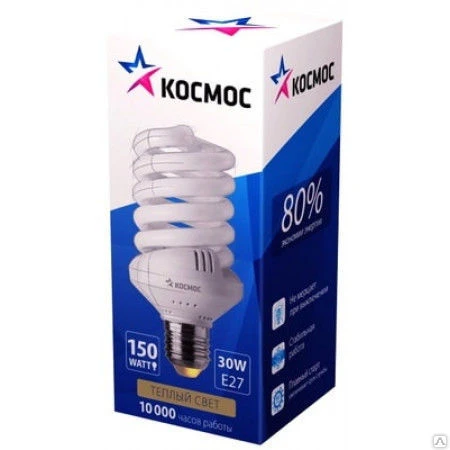 Фото Лампа SPC 30Вт 2700К Е27 Т3 Экономка Космос Космос (KOSMOS LIGHTING Group)