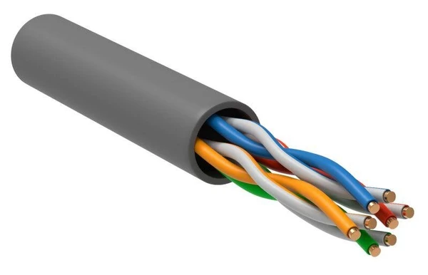 Фото Кабель связи витая пара U/UTP (24AWG) кат.5е 4х2х0.51 ож PVC (305м) сер. (м) ITK LC1-C5E04-111