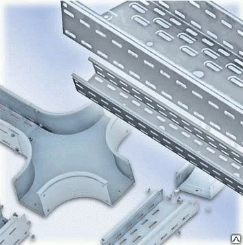 Фото Ответвитель кабельного лотка перфорированный Х-обр 400х65ц КМ400