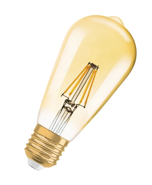 Фото Лампа светодиодная OSRAM Vintage 1906 LED CL Edison,филаментная, GOLD 4,5W (замена 36Вт), теплый бел