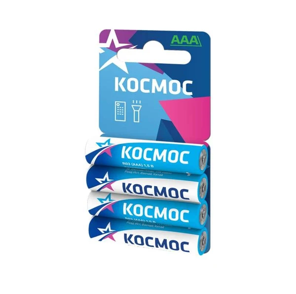 Фото Элемент питания солевой R03 4хBL (блист.4шт) Космос KOCR034BL