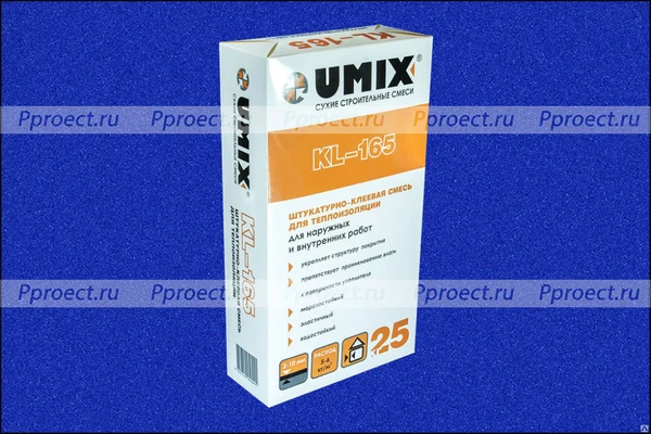 Фото UMIX клей-штукатурка для минеральной ваты и пенопласта KL-165 25кг