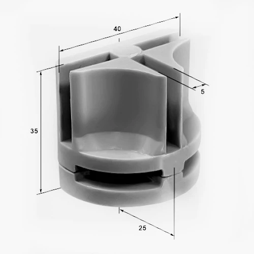 Фото Пластиковый уголок для сборки стеклянных витрин "Т"-образный