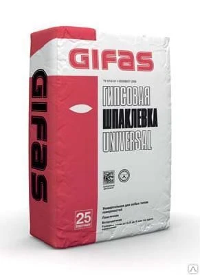 Фото Гипсовая шпаклёвка Gifas Universal, 25 кг.