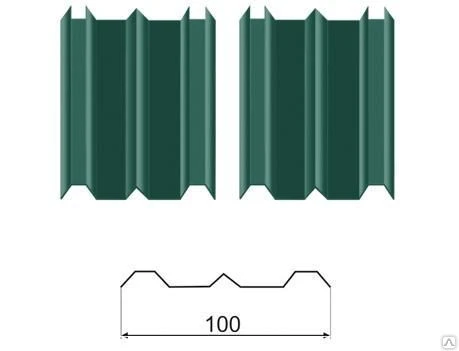 Фото Металлический штакетник ШТ-100 6026 зеленый опал