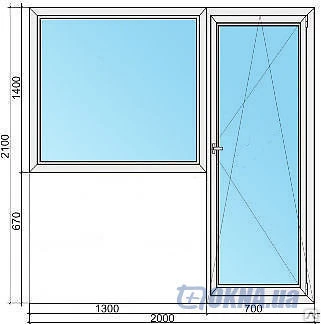 Фото Окно ПВХ 1300*1400, Окно-дверь ПВХ 700*2100