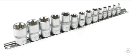 Фото Набор головок TORX 14 пр. 1/4 (Е4-Е7), 3/8(Е10-Е14), 1/2 (Е16-Е24)