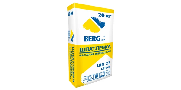 Фото Шпаклевка ШП 22 ФИНИШНАЯ, ФАСАДНАЯ BERGhome 20кг, 60 шт на поддоне