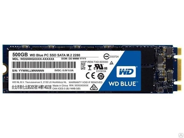 Фото Твердотельный накопитель SSD M.2 500Gb Western Digital 
WD BLUE WDS500G1B0B