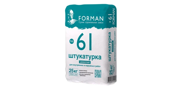 Фото Штукатурка Forman 61,25кг цементная для внутр. и наружн. работ ручн. и маш.нанесения.