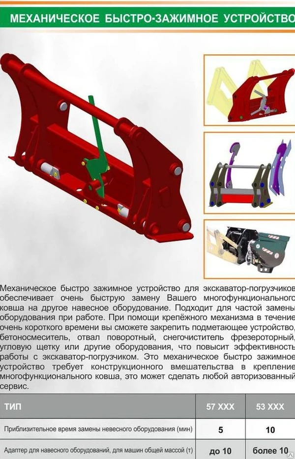 Фото Механическое быстро зажимное устройство для экскаватор-погрузчиков 57