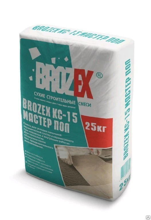 Фото Клей для плитки и керамогранита BROZEX КС-15 МастерПол 25кг.