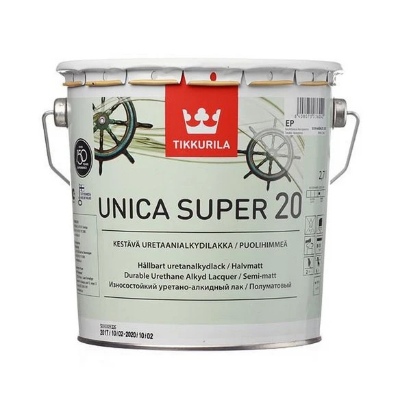 Фото Лак износостойкий Tikkurila Unica Super 20 полуматовый, 2,7л