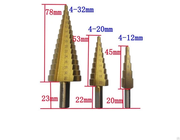 Фото Сверло ступенчатое коническое елочка 3 шт