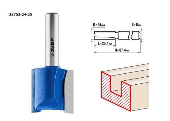 Фото Пазовая фреза прямая Зубр 28753-24-25
