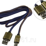 фото Кабель Smartbuy USB 2.0 - USB TYPE C, джинсовый, длина 1,2 м (iK-3112 blue Jeans)/60