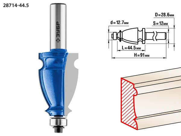 Фото Фреза фигурная кромочная по дереву №3 Зубр 28714-44.5 / 44,5x28 мм