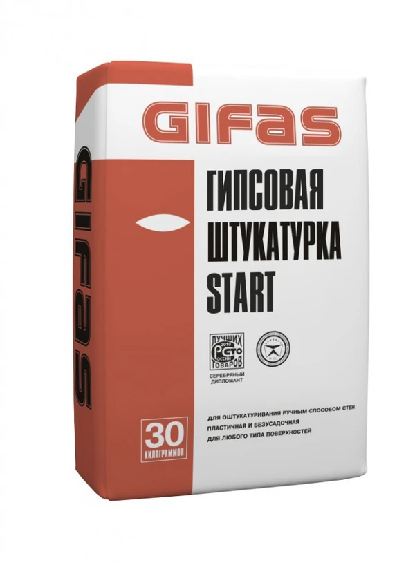 Фото Штукатурка гипсовая Start, 30кг Gifas