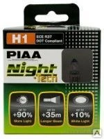 Фото Автолампа H1 12V PIAA NIGHT TECH 3600K +90% - 2шт. PIAA PIAA