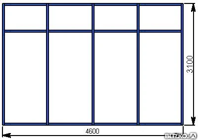 Фото Алюминиевый теплый витраж КП 50, размер 3100х4600, цвет профилей RAL 5005