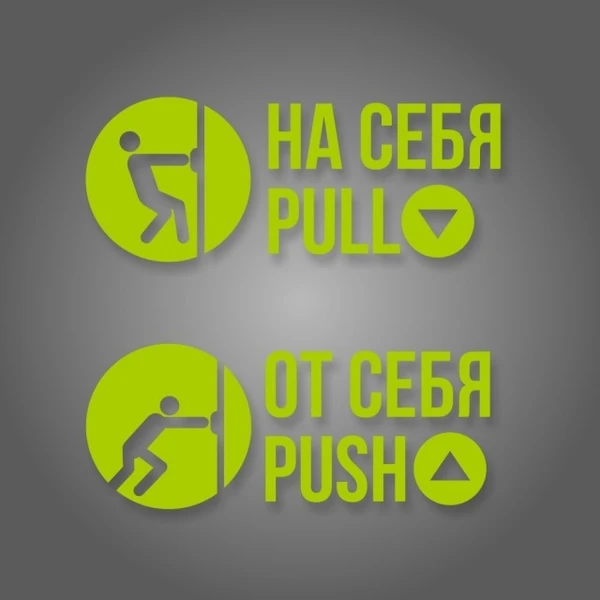 Фото Комплект наклеек «На себя / Pull», «От себя / Push»