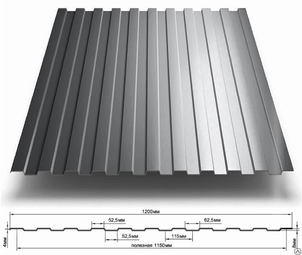 Фото Профнастил С-8 оцинкованный 0,5 мм