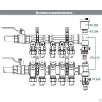 фото Тройник коллекторный Valtec 1x1/2x1/2 нар.-вн.-вн.