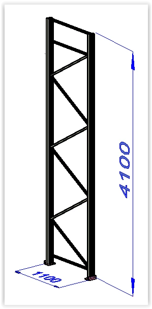 Фото рама паллетного стеллажа 4100х1100х90 мм