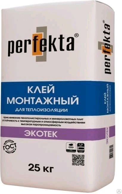 Фото Клей монтажный для теплоизоляции PERFEKTA "Экотек", 25кг