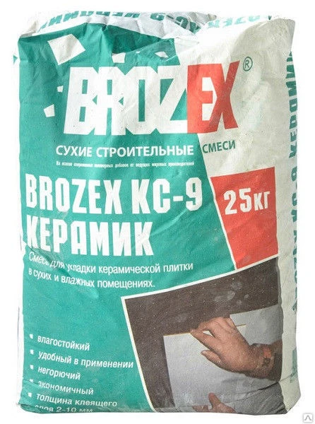 Фото Клей для плитки BROZEX КС-9 Керамик 25кг внут. раб.