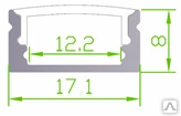 Фото Алюминиевый профиль LQ-AL1708 /17x8x2000мм/ в компл. рассеиватель