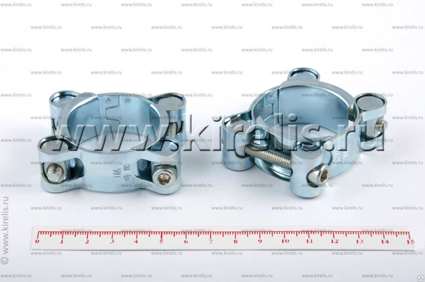 Фото 30-40 мм Хомут силовой двухболтовый (шир.ленты 20 мм)