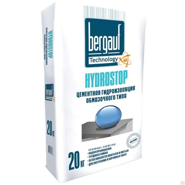 Фото Цементная гидроизоляция Hydrostop /20кг/ 64шт/ Bergauf, шт