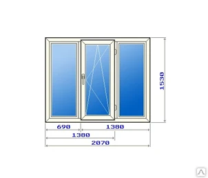 Фото Пластиковое окно для кирпичного дома 2070х1530 мм однокамерный стеклопакет