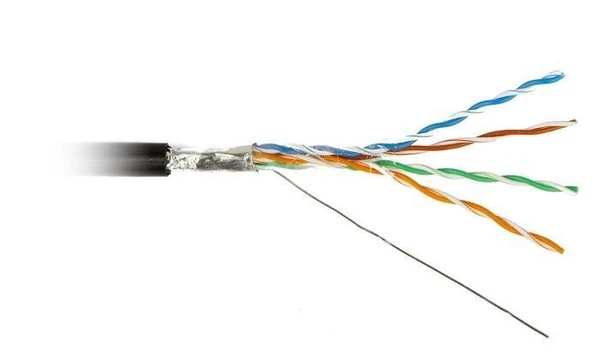 Фото Кабель витая пара F/UTP кат.5E 4х2х24AWG solid PE Outdoor FUTP4-C5E-S24-OUT-PE-BK-500 черн. (м) Hyperline 49110