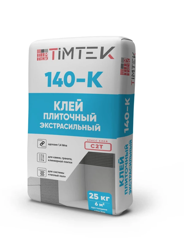 Фото Клей плиточный Timtek 140-K Экстра сильный 1,4 Мпа класс С2Т25 кг 54 шт/пал