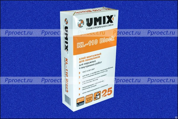 Фото UMIX клей монтажный для блоков KL-110 25кг Завод Umix