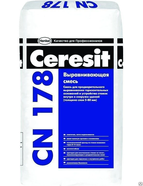 Фото ЦЕРЕЗИТ CN 178. Выравнивающая смесь для пола от 5 до 80 мм (25 кг)