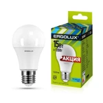 фото Лампа светодиодная LED-A60-15W-E27-4K "ПРОМО" ЛОН 15Вт E27 4500К 220-240В Ergolux 13638