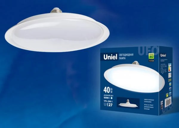 Фото Лампа светодиодная. Форма «UFO» LED-U220-40W/6500K/E27/FR PLU01WH