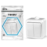 фото Выключатель 2-кл. ОП Dita IP54 10А 250В бел. TOKOV ELECTRIC TKL-DT-V2-C01-IP54