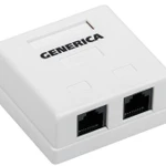 фото Розетка информационная RJ45 кат.5е UTP 2 порта настенная GENERICA ITK CS2-1C5EU-22-G